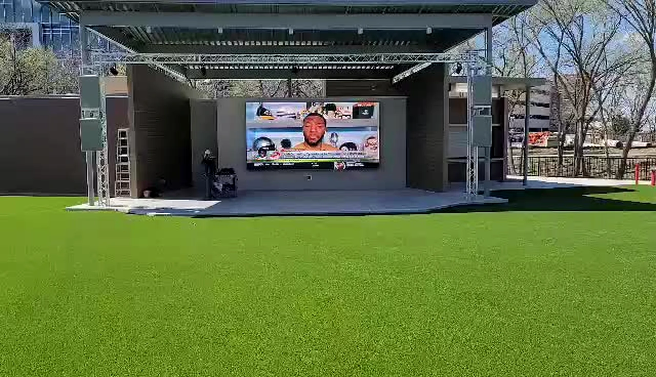 300 inch commercial outdoor video wall in Houston event space installed by Obsidian AV
