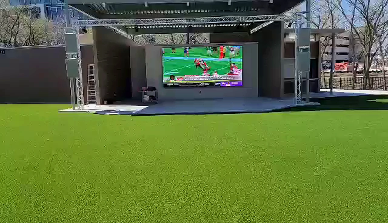 Commercial outdoor video wall in Houston showing live event content