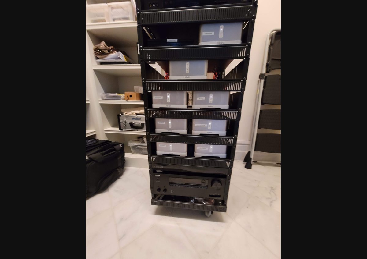 AV rack cleanup in Houston for smart home service, labeling, troubleshooting, and system recovery.