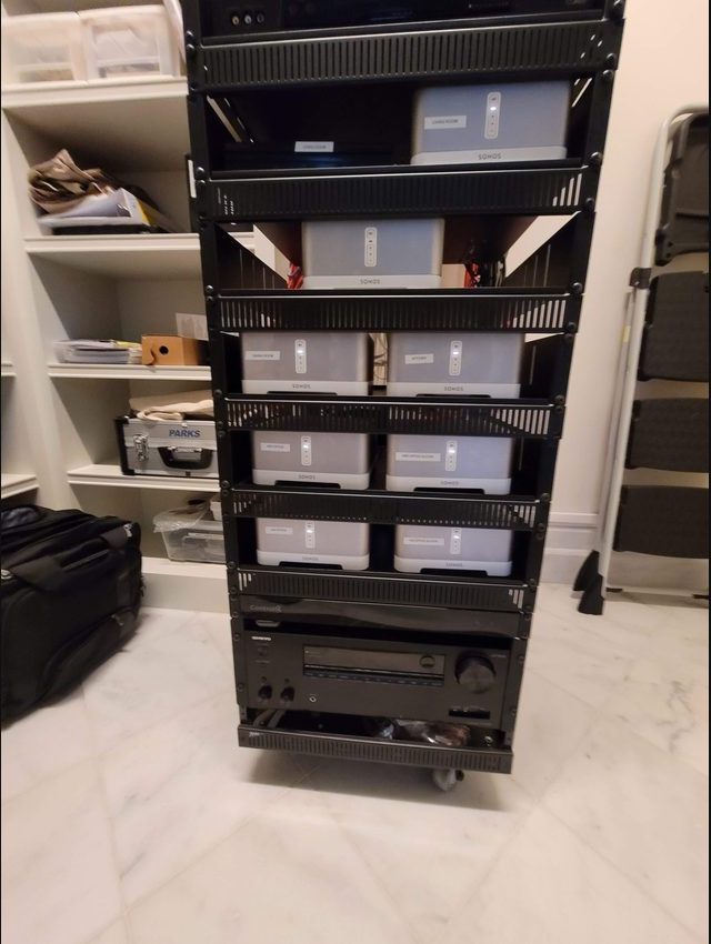 Smart-home equipment rack in the work gallery