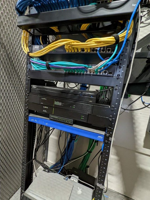 Structured cabling and network switching in an AV rack